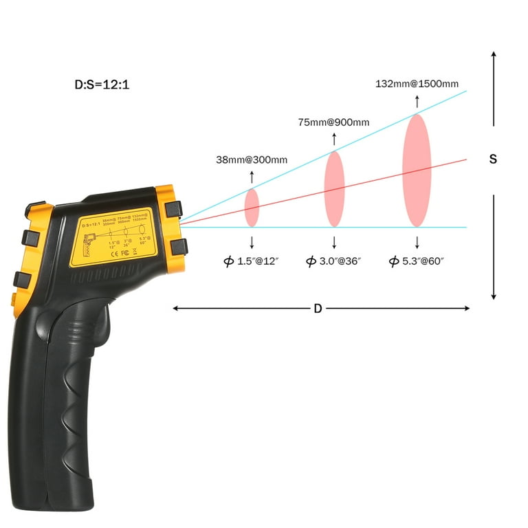Digital Infrared Thermometer Laser Temperature Meter Non-contact 800 Degree  Or 1472Fahrenheit Pyrometer Color LCD Termometro(IR01D) 