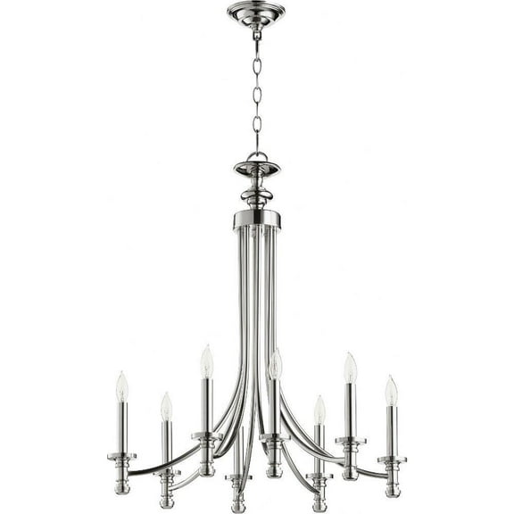 Transitional Eight Light Chandelier-Polished Nickel Finish Bailey Street Home 183-Bel-2534824