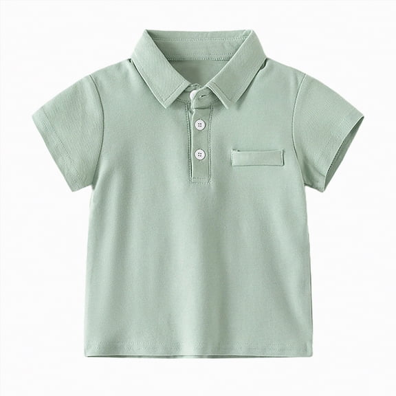 NIEWTR Boys Breathable Polo Shirts Relaxed Fit Cotton Short Sleeve Collared Tops Golf Casual Wear(Green,18-24 Months)