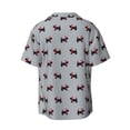 thumbnail image 2 of Fotbe Polka Dot Christmas Dog print Short Sleeve Button Down Shirts for Men Casual Summer Beach Wrinkle Free Shirt-Small, 2 of 7