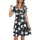 thumbnail image 2 of Mini vestido de manga corta con estampado de cuello en V informal de verano para mujer a la moda Fridja  qw6316, 2 of 8