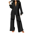 thumbnail image 1 of Yuyuzo 2 Piece Fall Sets for Women Long Sleeve Button down Blouses Wide Leg Pants Textured Work Office Sets, 1 of 6