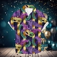 thumbnail image 7 of Cloaraye Shirt for Men Summer Short Sleeve Button Down Shirts Fashion Mardi Gras Printed Turndown Collar Beach T Shirts Vacation Holiday Tops, 7 of 7