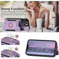 thumbnail image 5 of 13 Pro Case,Card Holder Wallet for iPhone 13 Pro Case,Ring Holder Stand,RFID-Blocking,Wrist Strap,Camera Protector,Leather Magnetic Protective Flip Cover for iPhone 13 Pro Cases (Purple), 5 of 15