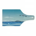 thumbnail image 1 of Airport Cutting Board, Cartoon Seascape Composition Plane Flies over Ocean with Shark, Decorative Tempered Glass Cutting and Serving Board, in 3 Sizes, by Ambesonne, 1 of 2