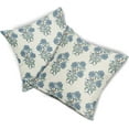 thumbnail image 5 of Blue Floral Block Print Pillow Covers 18x18 Light Blue Green Chinoiserie Flowers Birds Monsoon Decorative Pillows Outdoor Linen Farmhouse Cushion Case Pillowcase for Sofa Bed Room Decor Set of 2, 5 of 8