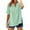 Mint Green, variant on Women's Solid Color Stand Up Collar V Neck Short Sleeve Cotton Linen Top, Half Button Placket, Casual T Shirt Blouse for Summer Daily Wear JN S