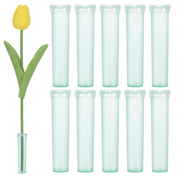 20-Pack Floral Water Tubes, 2.8 Inch 10ml Plastic Flower Tubes with Caps[Transparent Green]