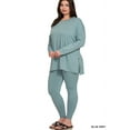thumbnail image 2 of Zenana Women's Soft Brushed Fabric Round Neck Long Sleeve Top & Leggings - 2 Pieces Set, 2 of 5