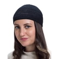 thumbnail image 4 of Cotton Kufi Beanie Lattice Weave Hats for Adult Men and Women's, Black, 4 of 5