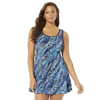 Women's Plus-Size High-Neck Halter Swimdress - Walmart.com