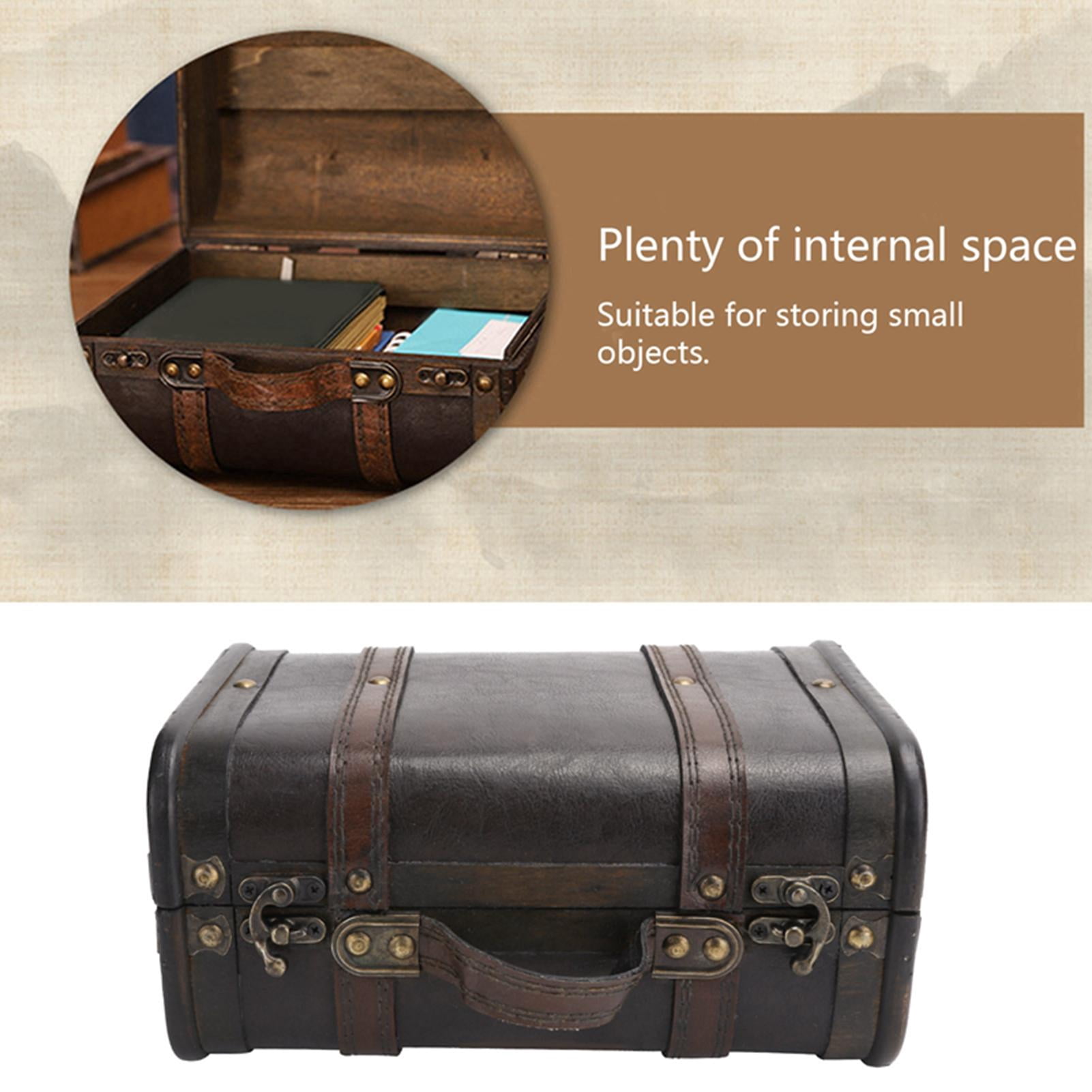 Yajisi Retro Wooden Suitcase, Chinese Style Decorative Box, Double-Layer Storage Case for Photography Props & Home Decoration, 10.6" x 6.7" x 1.6"