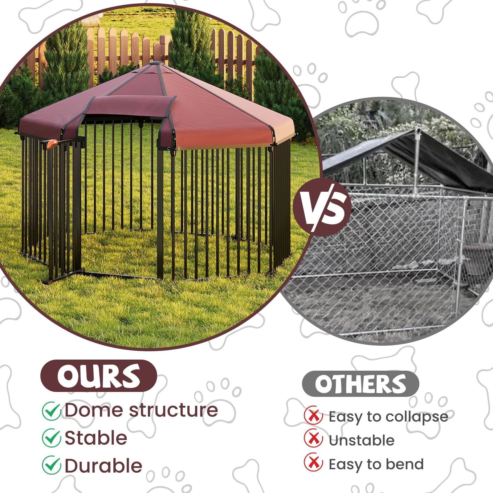 Accreate Premium Large Outdoor Dog Kennel with Roof, Heavy Duty Metal Gate & Lock - 4.9x4.9x3.6 FT for Backyard