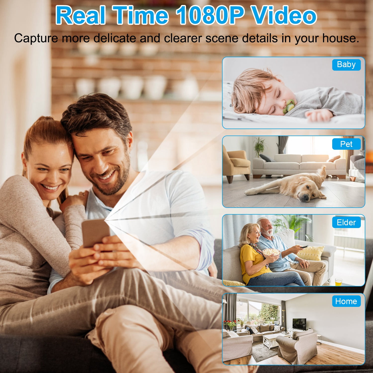 Mini Security Camera, TeqHome Compact Camera 2.4G WiFi 1080p HD Video Night Vision PIR Motion Detection Works with App Control–for Pet Baby Monitor Black
