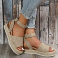 thumbnail image 3 of Dakaela Women's Platform Espadrilles Casual Ankle Strap Wedge Sandals Comfortable Dressy Summer Shoes, 3 of 6