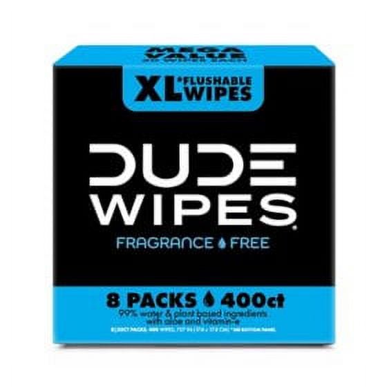 DUDE WIPES XL Flushable Wipes, Fragrance Free, 8 count., 400 wipes .pack of 2