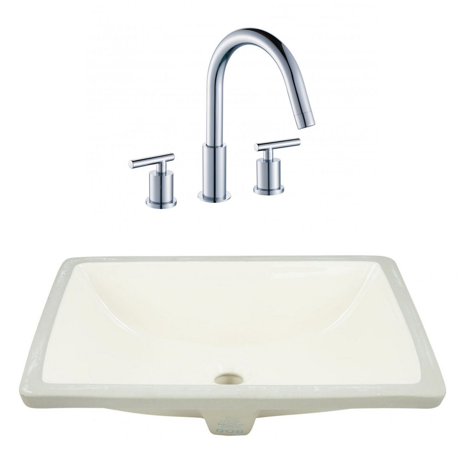 20.75-in. W CSA Rectangle Bathroom Undermount Sink Set In Biscuit - Chrome Hardware AI-23084