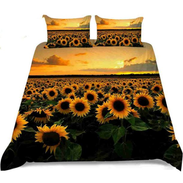 Bedding Suit Duvet Cover Set Highend 3D Sunflower Painting Quilt Covers