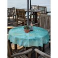 thumbnail image 2 of Outdoor Tablecloth with Umbrella Hole for Patio/Picnic/Party/Camping, Teal Green Ombre Waterproof Table Cloth Round Cover Washable, Vintage Abstract Oil Painting Art Modern (Dia 60"), 2 of 9
