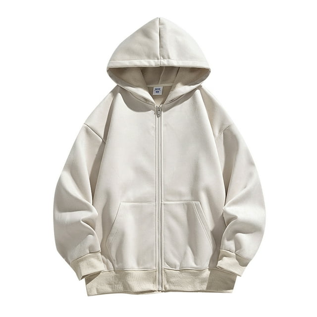 Gibobby Sudadera cierre hombre Sudadera con Capucha y Cremallera Lifestyle para Hombre(Blanco,G)