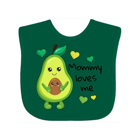 

Inktastic Mommy Loves Me with Avocado Baby and Green Hearts Gift Baby Boy or Baby Girl Bib