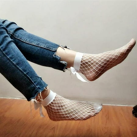 

YNNKM Room Decor Good Ideas For Gifts Women Bowknot Glitter Solid Fishnet Sock Transparent Elastic Sheer Ankle Socks For Bedroom Kitchen Bar Party Room Decor on Clearance