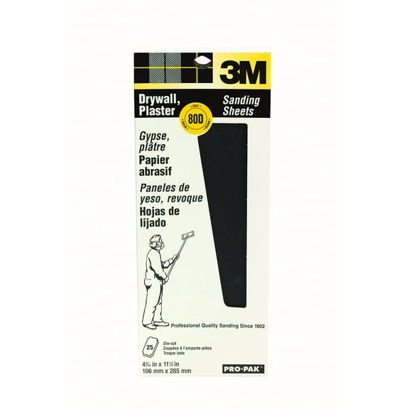 3M Pro-Pak Drywall Sanding Sheet - 80 Grit - 25 Pack, 4.18 x 11.25 In