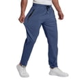 thumbnail image 2 of Hearthz Men's Quick Dry Straight Leg Men’s Pants Athletic Workout Ice Silk Trousers Stretchy Men's Joggers with Zipper Pockets Blue XXL, 2 of 5