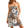 thumbnail image 2 of Women's Hawaiian Dresses Floral Print Sleeveless Strapless A Line Dress Boho Flowy Summer Beach Vacation Dresses, 2 of 5