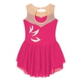 thumbnail image 4 of YEAHDOR Girls Sleeveless Ice Skating Dress Hollow Back Rhinestone Gymnastics Leotard Dress Hot Pink 16, 4 of 5