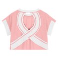 thumbnail image 4 of Summer Savings! THDHVS Girls Shirts,Girls Short Sleeve Tops,Girls Motion Fashion Cut-out Design at the Back Round Neck Short Sleeve Top Pink 4-5 Years, 4 of 5