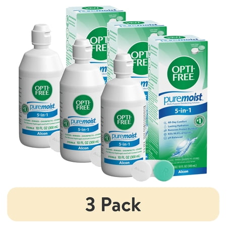 (3 pack) Opti Free Pure Moist Multi-Purpose Disinfecting Solution, 10 fl oz