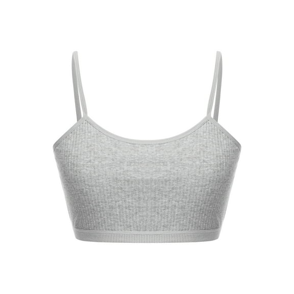 renvena Kids Girls Basic Sports Bra Top Athletic Yoga Cami Bra Hip Hop Jazz Dance Crop Top Size 8-12 Grey 10-12