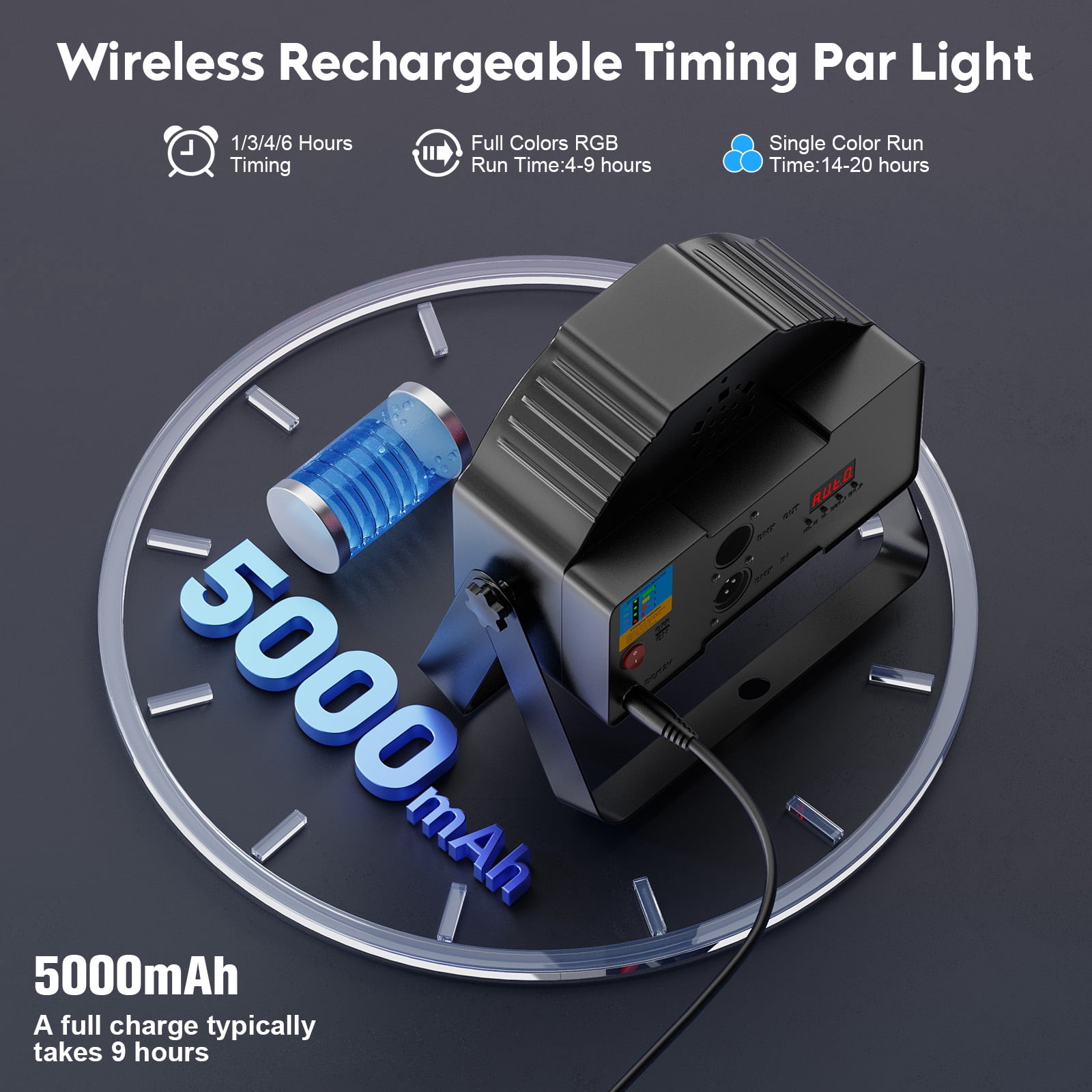 Rechargeable Stage Lights 36 RGB LED DJ Par Lights - Sound Activation & Remote & DMX512 for Birthday Christmas Wedding