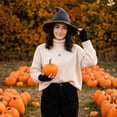 thumbnail image 6 of Lightweight Stretchy Halloween Pointed Wizard Hat, Wide Brim Witch Hat Costume Accessory, Comfort Fit for Halloween Themed Party, Role Play & Daily Styling Dark Gray, 6 of 7
