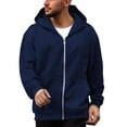 thumbnail image 6 of WTOBBY Men's Hooded Pullover Sweatshirt Jacket, Lightweight Zippered Design with Backpack Style, Casual Campus and Sportswear for Athletic Activities,Navy XL, 6 of 6