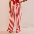 thumbnail image 4 of Women's Striped Wide Leg Pants with Pockets, Casual Elastic Drawstring Waist Palazzo Trousers, Summer Loose Fit Boho Long Pants, 4 of 8