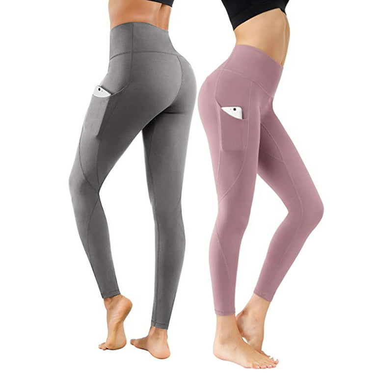 Mid Size Women Yoga Pants With Pocket Leggings Sport Girl Gym Tummy Control