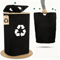 Bathola 100L Indoor Recycling Bin, Large Kitchen Recycle Trash Can for Home, Bottles & Cans, Paper & Cardboard, Indoor Recycling Bin with Recycle Symbol and Removable Washable Liner Bag, Black