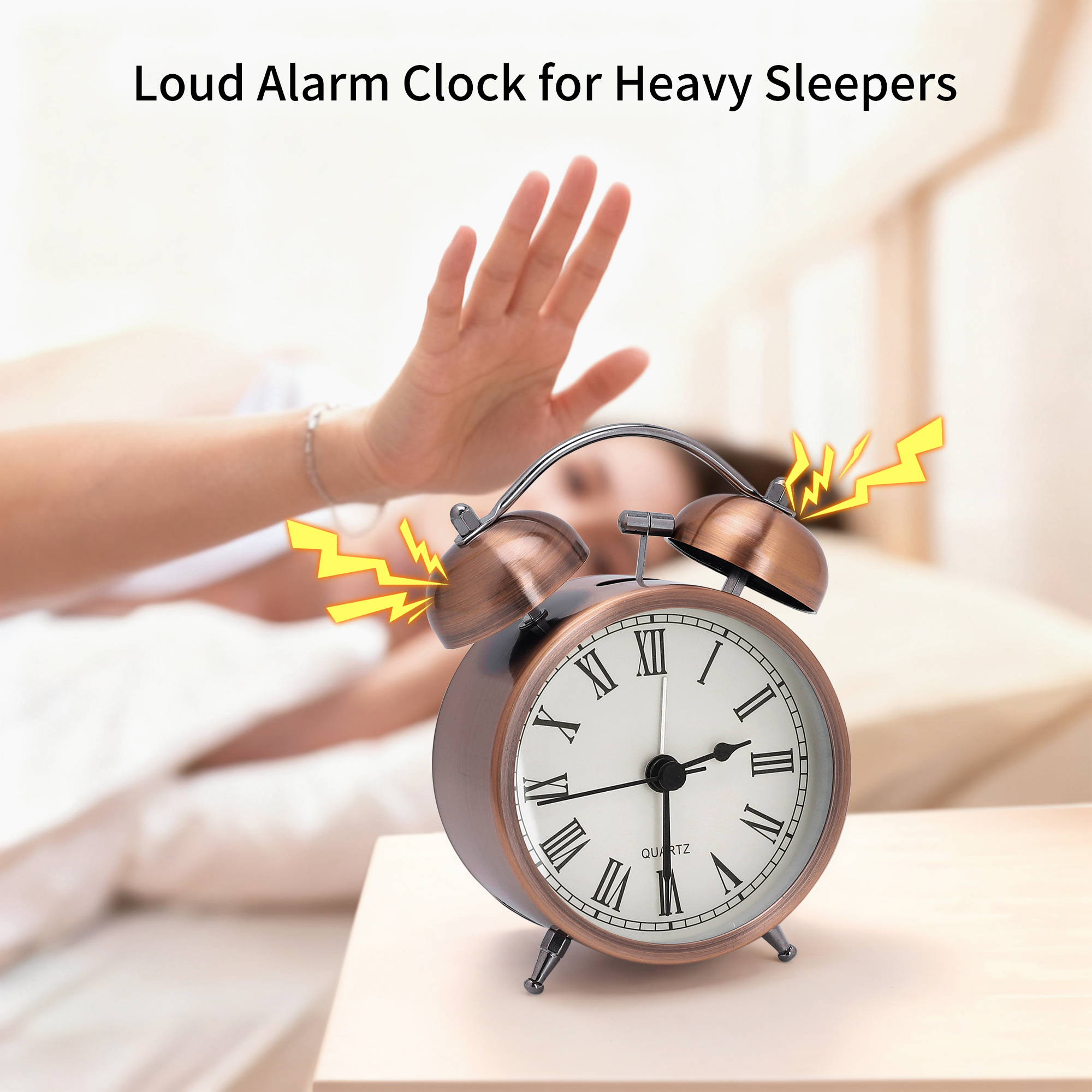 Unique Bargains Mechanical Alarm Clock Roman Numeral Clock Face 3.3"L x 1.9"W x 4.9"H