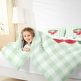 thumbnail image 4 of jejeloiu Kawaii Cherry Queen Comforter Set,Modern Geometric Plaid Bedding Sets,Red Green Bedding Comforter Set For Girls Teens,Ultra Soft Home Decor Reversible,3 Pieces, 4 of 8