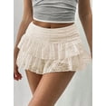 thumbnail image 3 of Katigan Women'S Y2K Lace Mini Skirt with Shorts A Line Hight Waisted Ruffle Skirt Skort Apricot Color M, 3 of 6