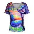 thumbnail image 4 of Enwejyy Women Summer V-Neck 3D Print Short Sleeve T-Shirts Blouse Tops, 4 of 4