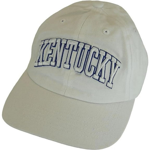 Kentucky Buckle Back Adjustable Cotton Baseball Cap (White/White Script)