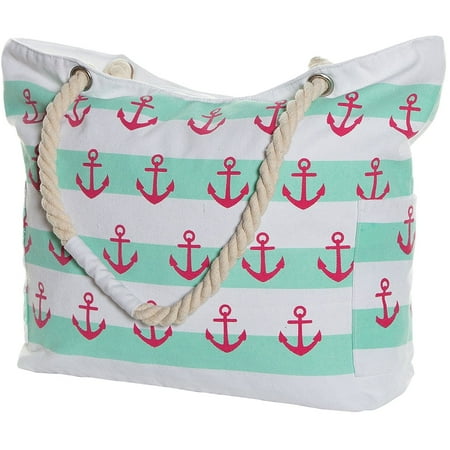 Pier 17 Extra Large Beach Bag - Waterproof Beach Tote Bag - Striped Beach Bag With Pockets and ...