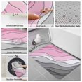 thumbnail image 6 of Pink Grey Ombre Bath Mat 3 Piece Bathroom Rug Set, Modern Geometric Abstract Aesthetics Cream Non Slip Bath Rug Contour Mat and Toilet Lid Cover, Absorbent Shower Mats Soft Bath Rugs and Mats Sets, 6 of 8