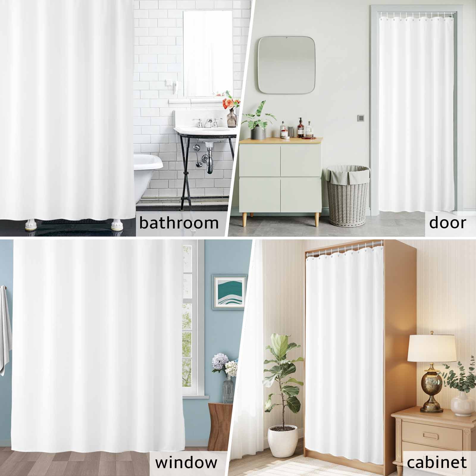 Solid Color Fabric Shower Curtain White Washable Shower Curtains for Bathroom, Waterproof Bath Curtain with Hooks Home Decor 72x72in
