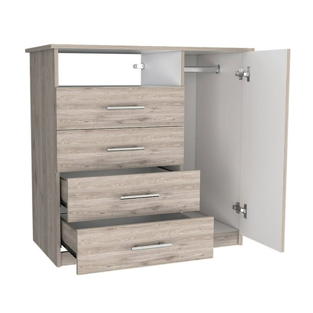 Mueble Organizador Cómoda Perú Excelsior 4 Cajones 1 Puerta Humo y Blanco