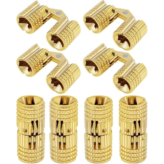8Pcs 8mm Hidden Brass Barrel Hinges, 180 Degree Opening Angle Concealed