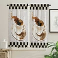 thumbnail image 2 of Coffee Wood Grain Retro Small Curtain Rod Pocket Short Curtains Half Drapes Partition Cabinet Door Window Curtains Home r, 2 of 5
